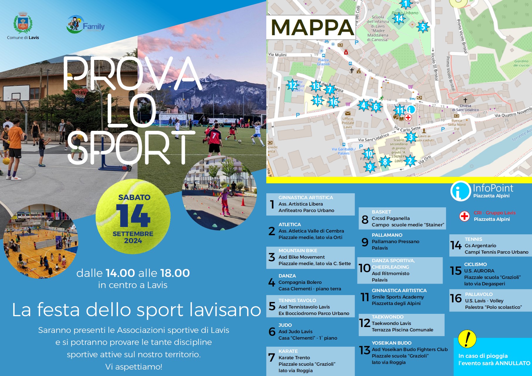 Prova lo sport a Lavis: 16 discipline sportive da scoprire